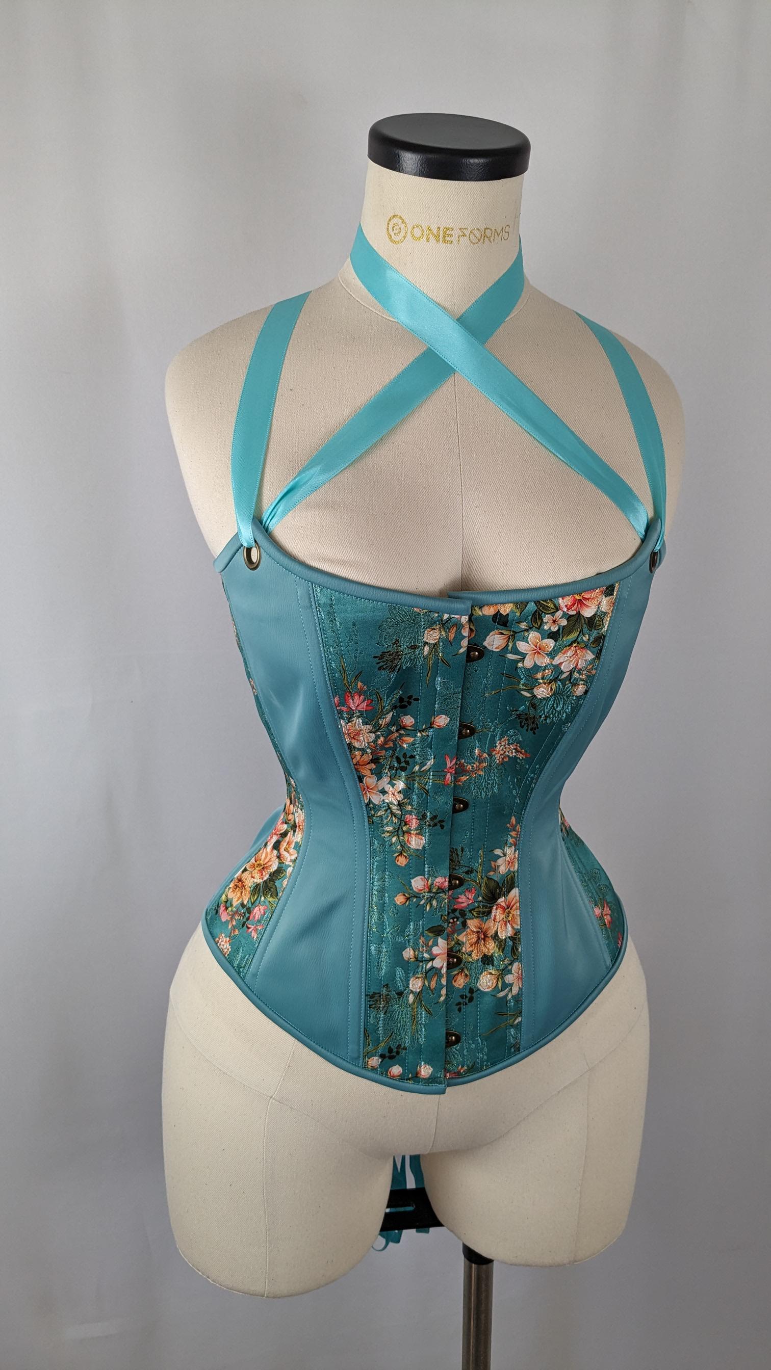 Silk Blue Corset hot (HANDMADE)